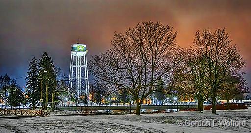 Water Tower At Night_P1010239-41.jpg - Photographed along the Rideau Canal Waterway at Smiths Falls, Ontario, Canada.